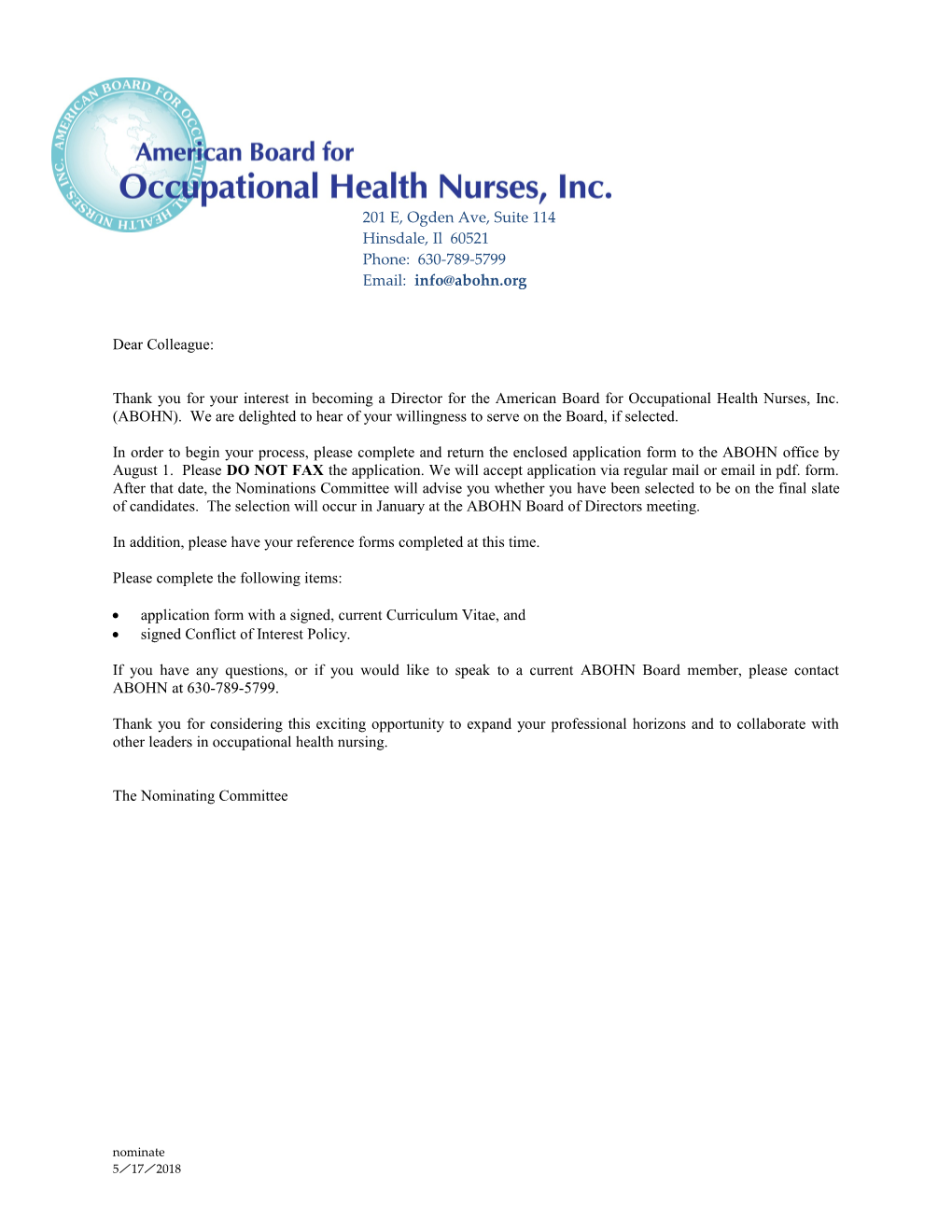 American Board for Occupational Health Nurses, Inc