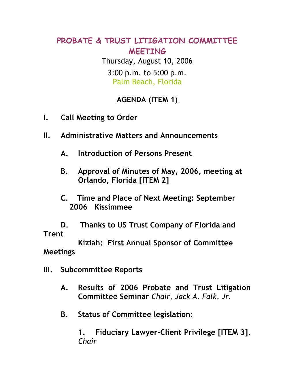 Probate & Trust Litigation Committee Meeting