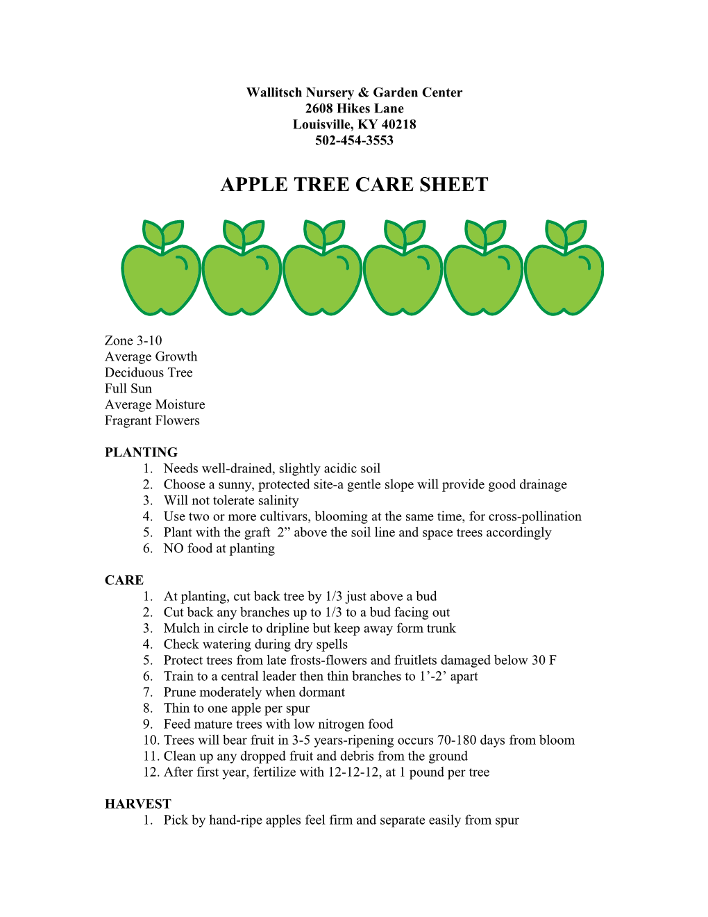 Apple Tree Care Sheet