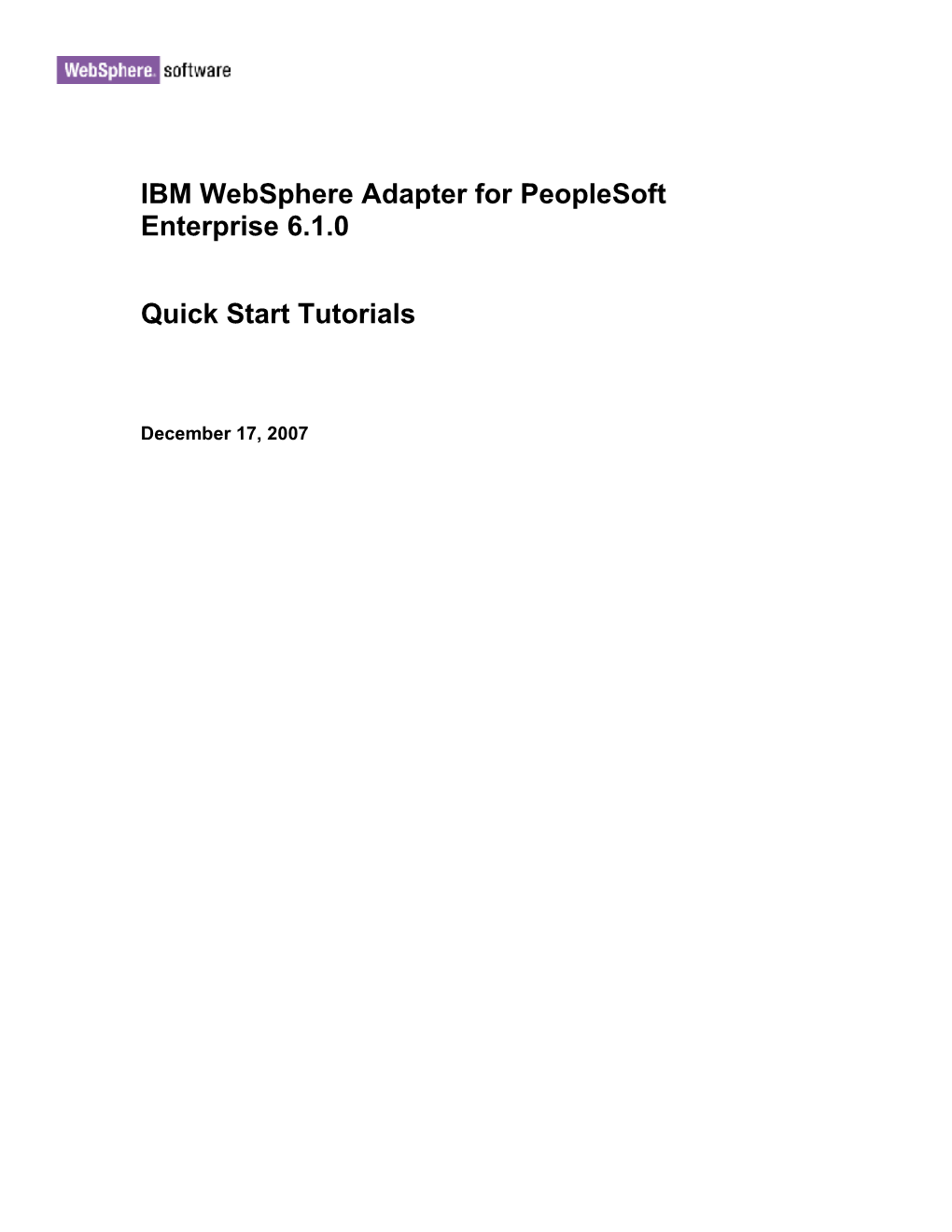 IBM Websphere Adapter for Peoplesoft Enterprise 6.1.0