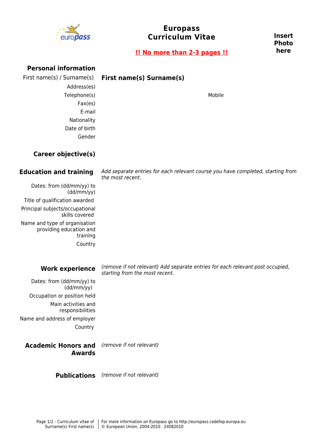 Europass Curriculum Vitae s4