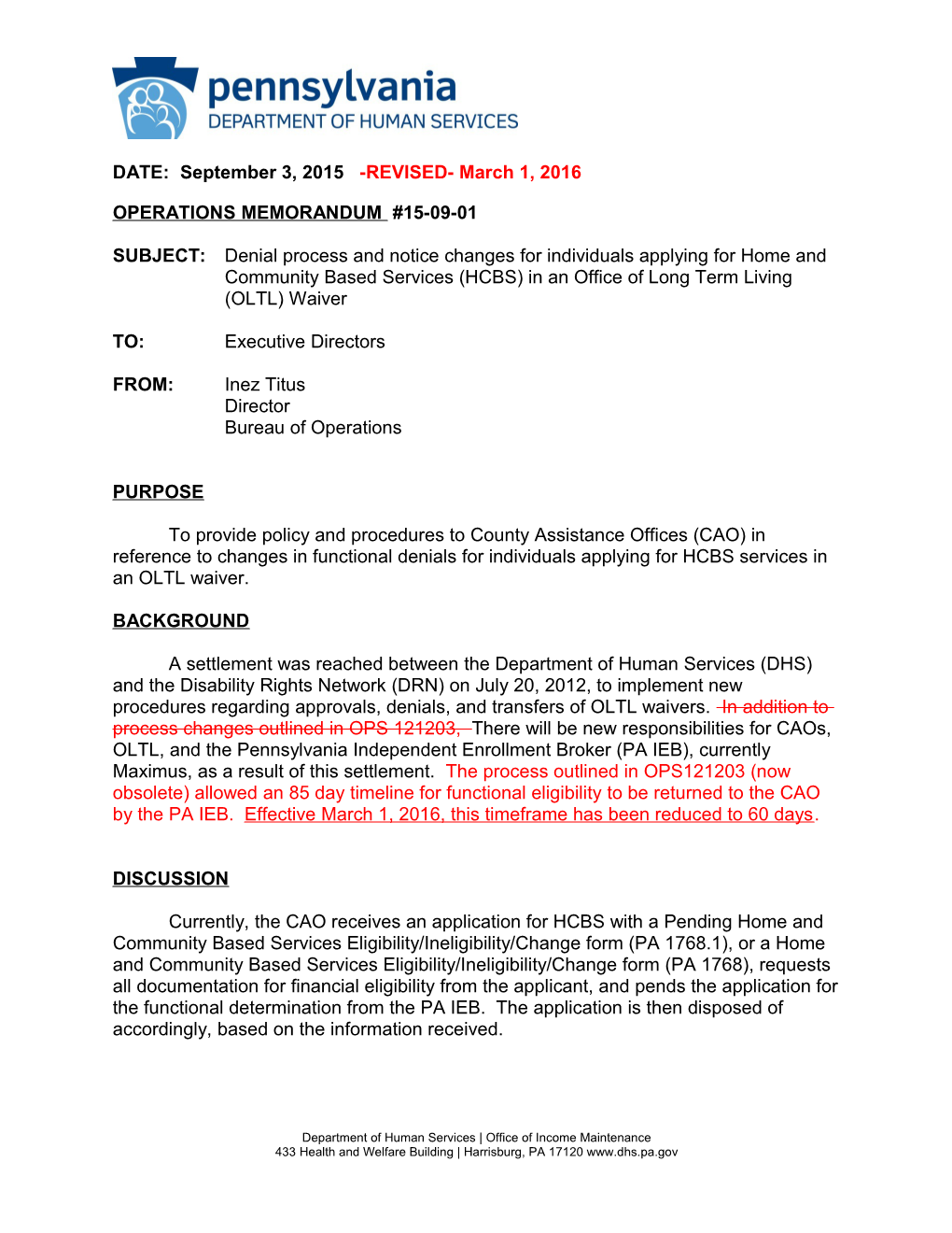 Operations Memorandum #15-09-01