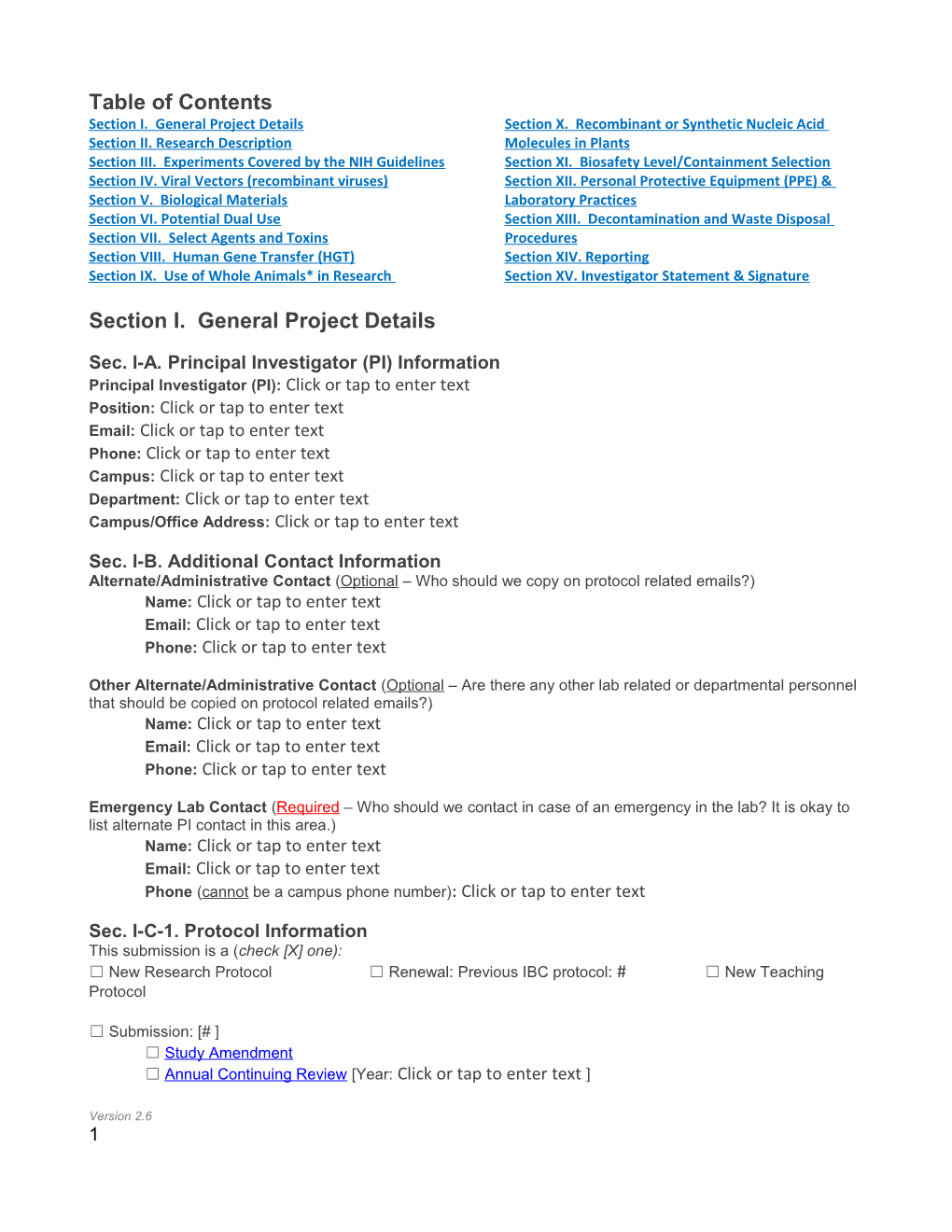 Section I. General Project Details