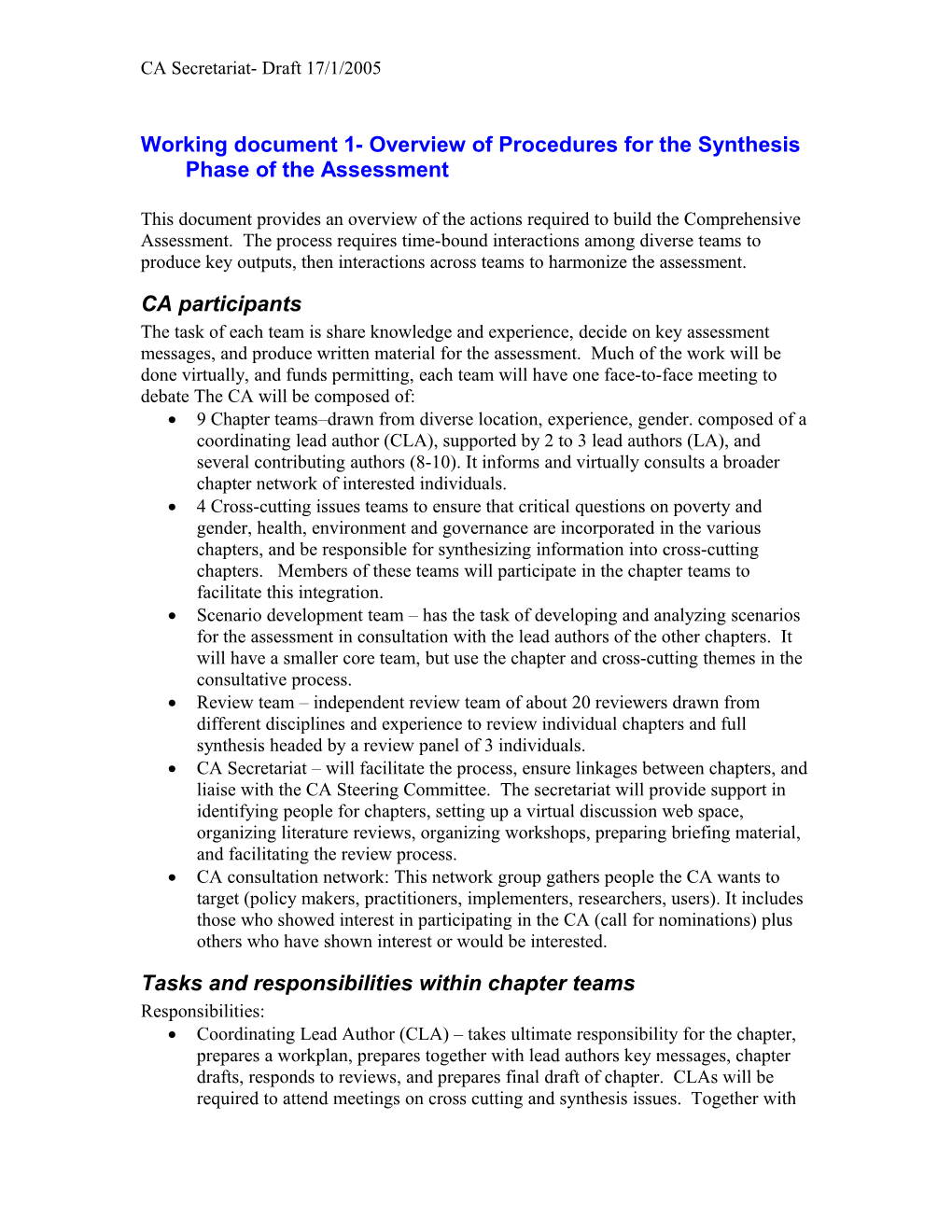 Overview of Procedures for the Synthesis Phase of the Assessment