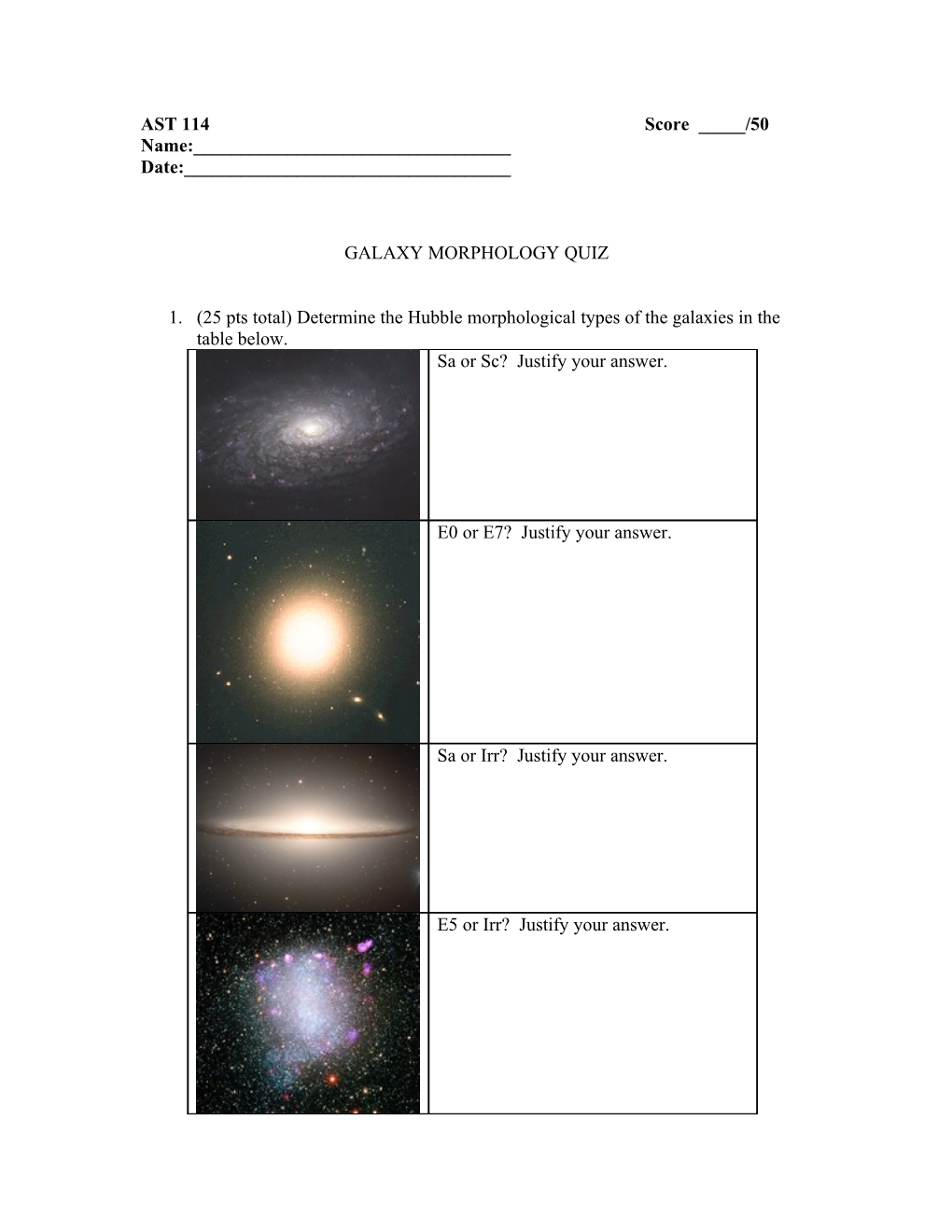 Galaxy Morphology Quiz