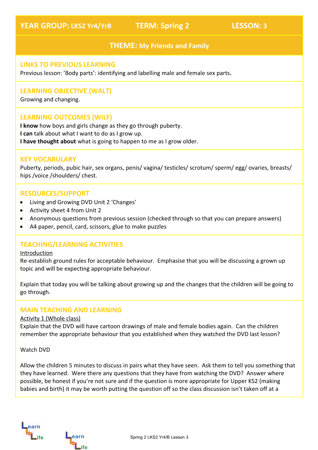 YEAR GROUP: LKS2 TERM: Autumn LESSON: 1 s11