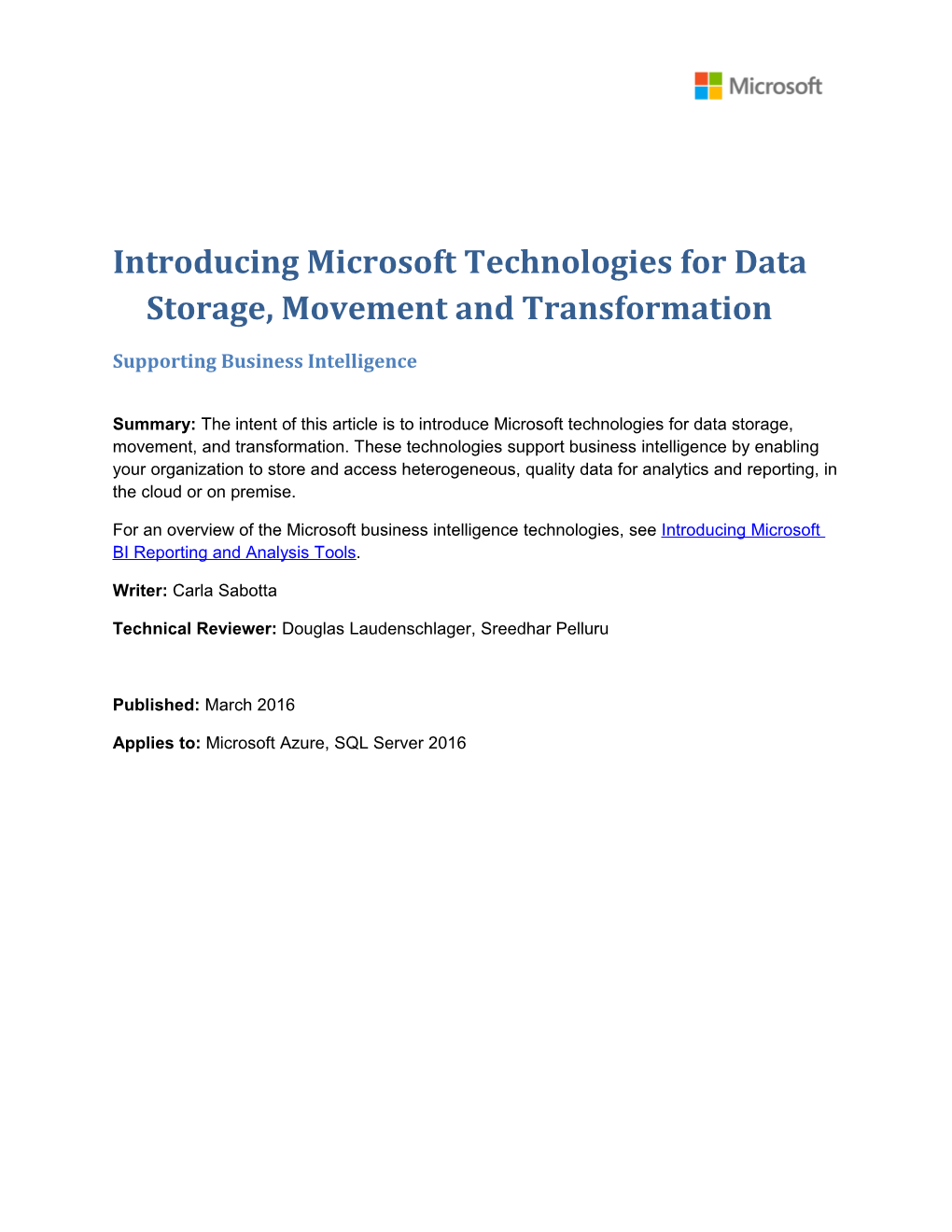 SQL Server White Paper Template