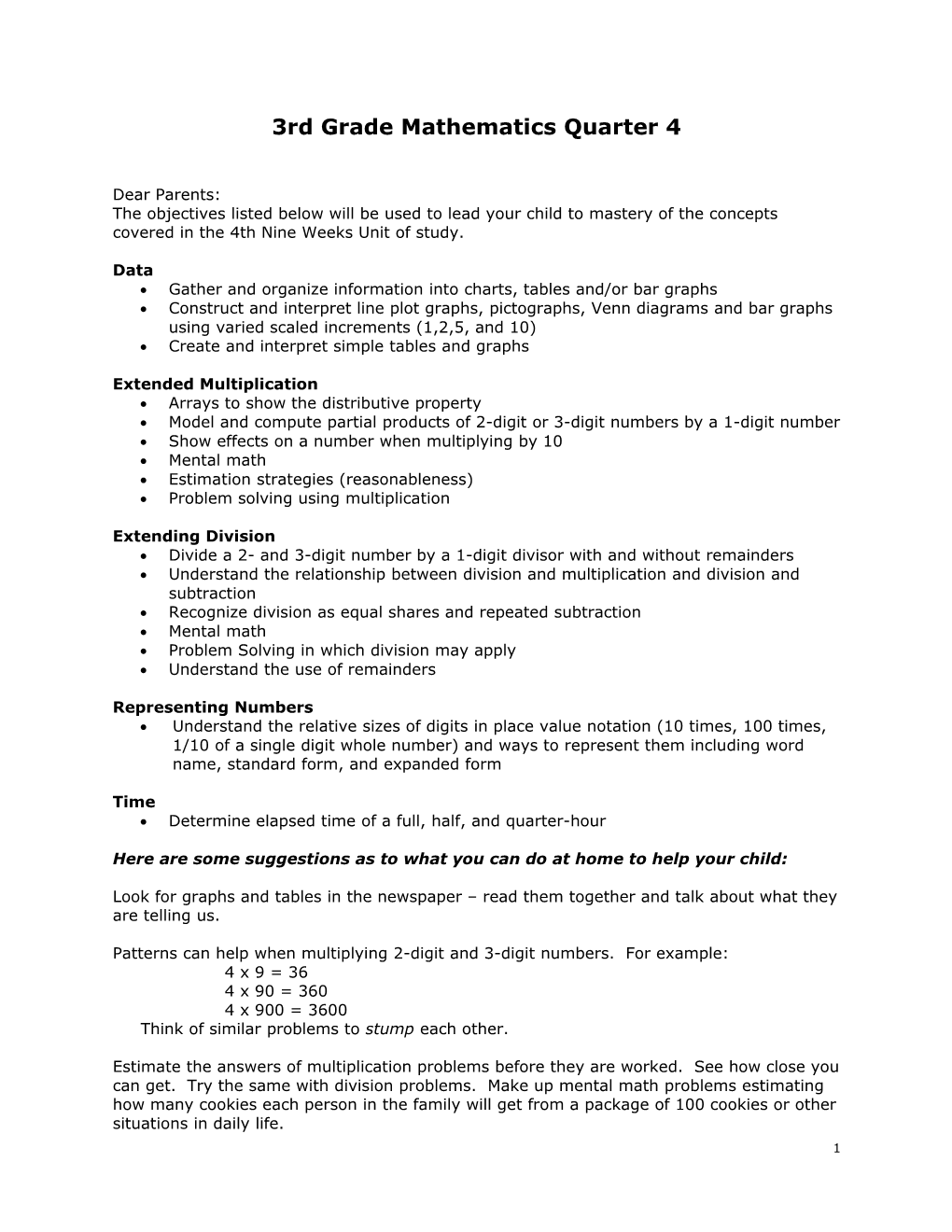 3Rd Grade Mathematics Quarter 4