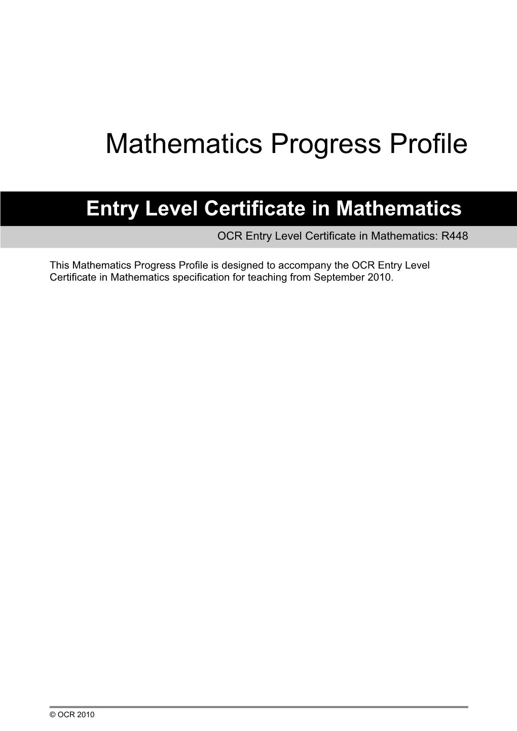 Entry Level Certificate in Mathematics