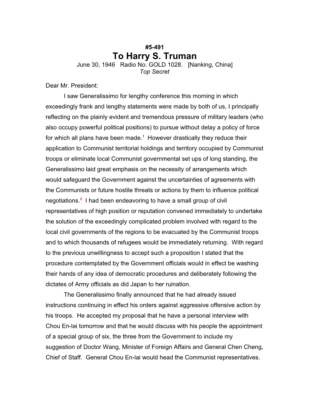 To Harry S. Truman