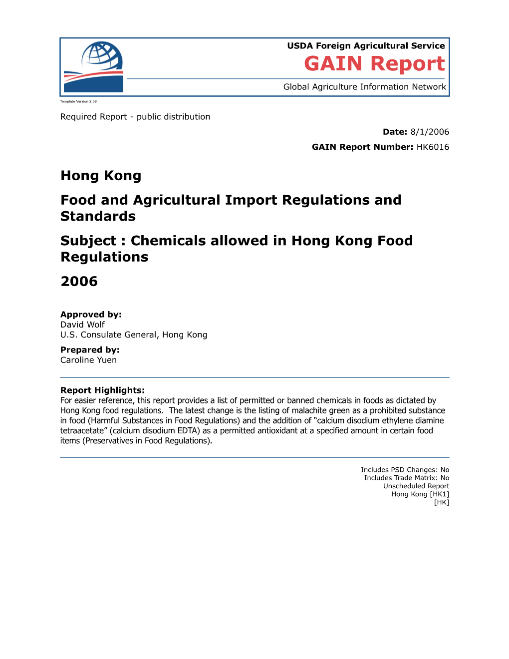 Food and Agricultural Import Regulations and Standards s12
