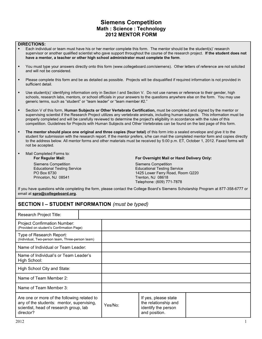 Siemens Westinghouse Competition