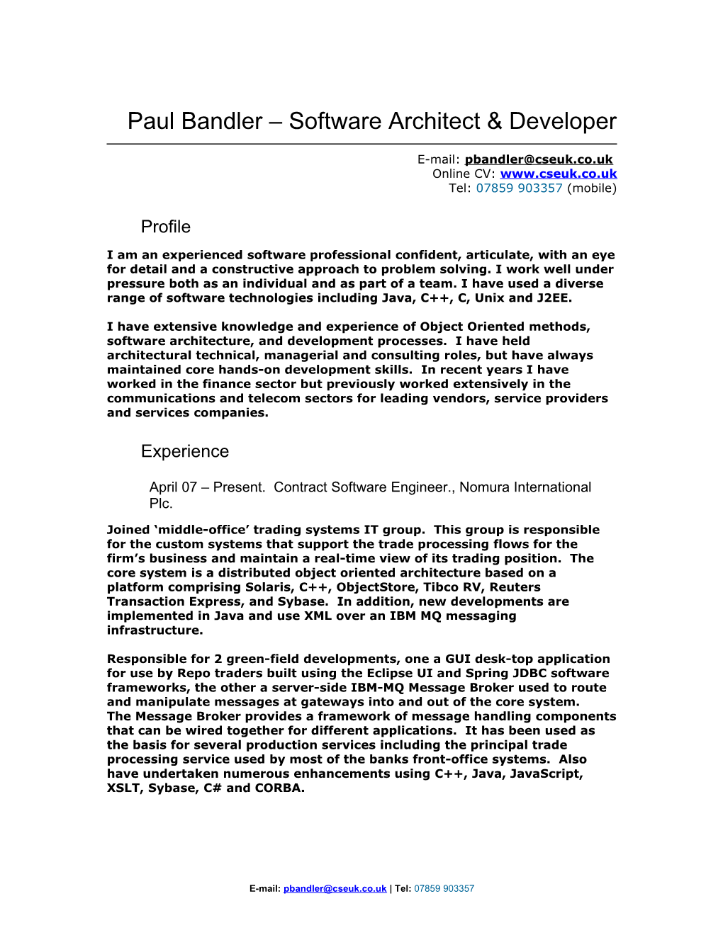 Paul Bandler Software Architect & Developer