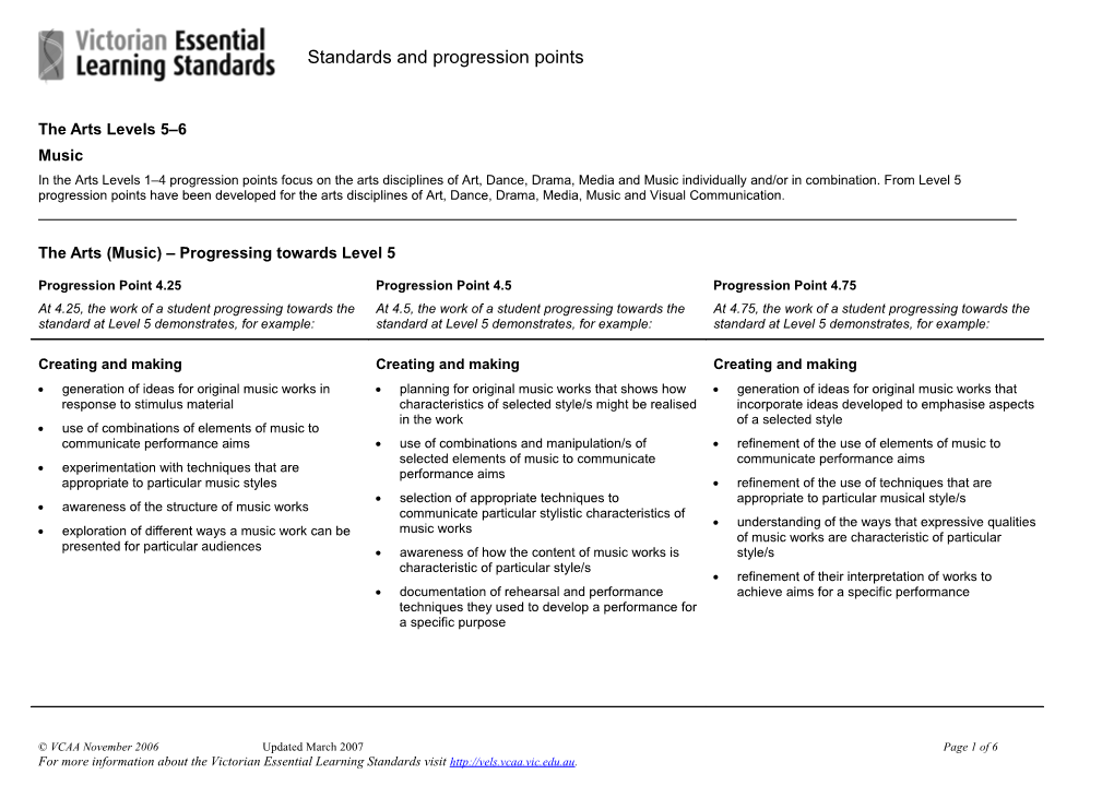 Standards and Progression Points