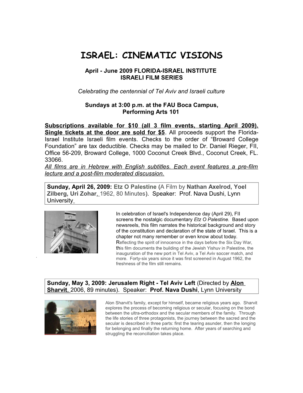Israel: Cinematic Visions