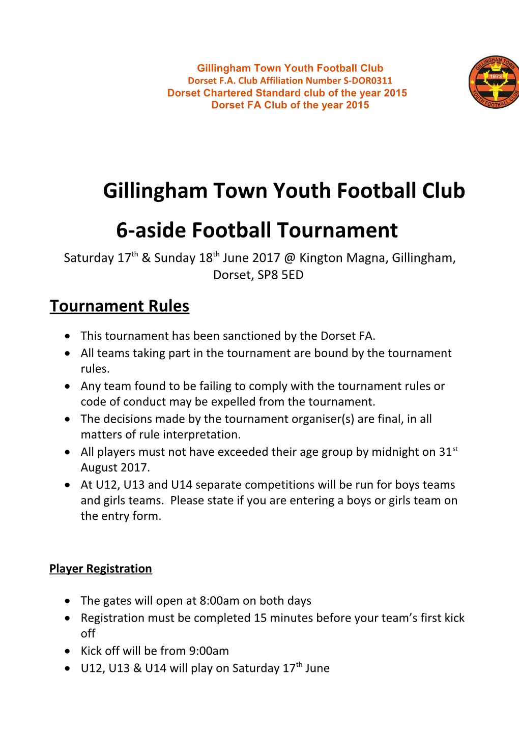 Gillingham Town Youth Football Club