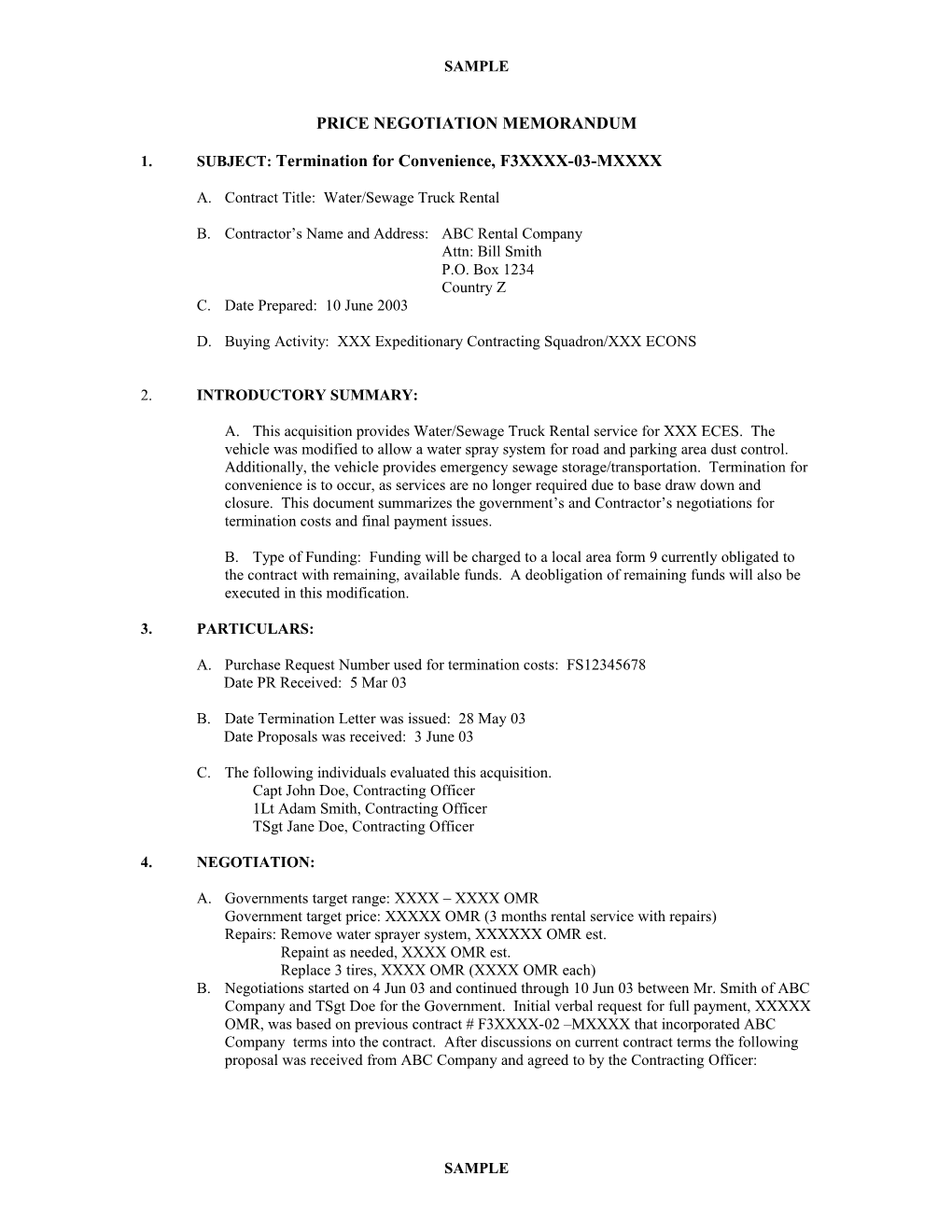 Price Negotiation Memorandum s3