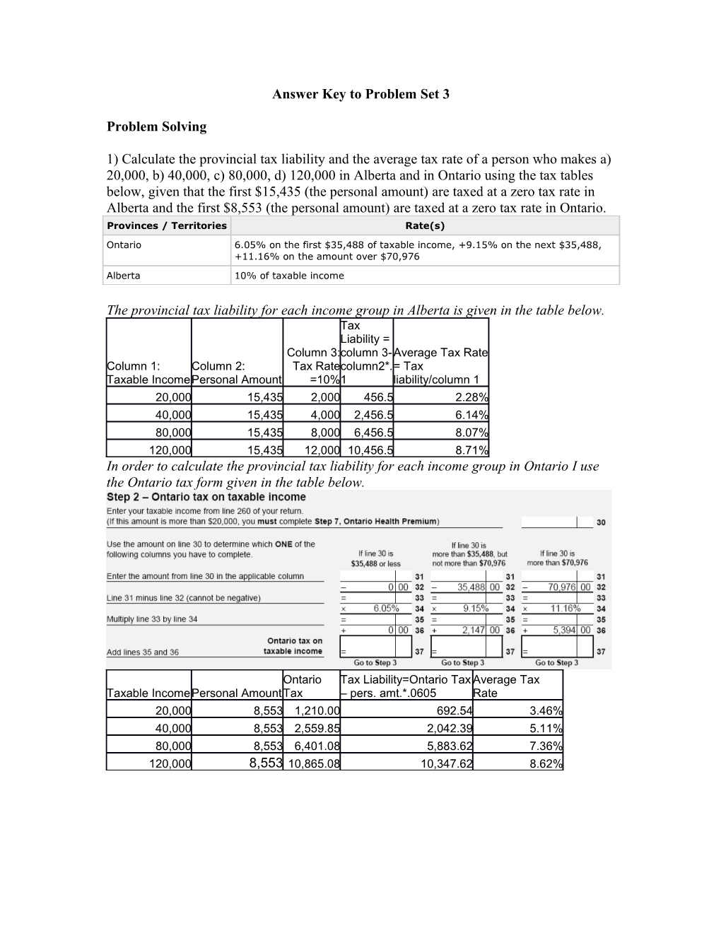 Answer Key to Problem Set 3