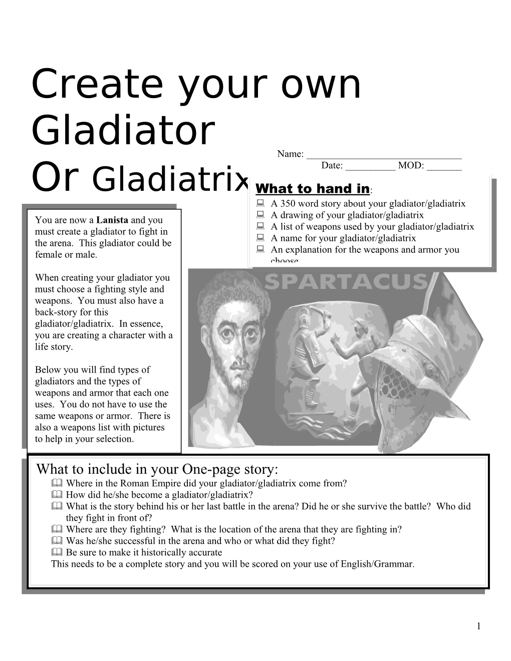 Create Your Own Gladiator