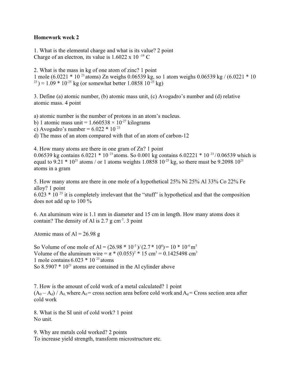 1. What Is the Elemental Charge and What Is Its Value? 2 Point