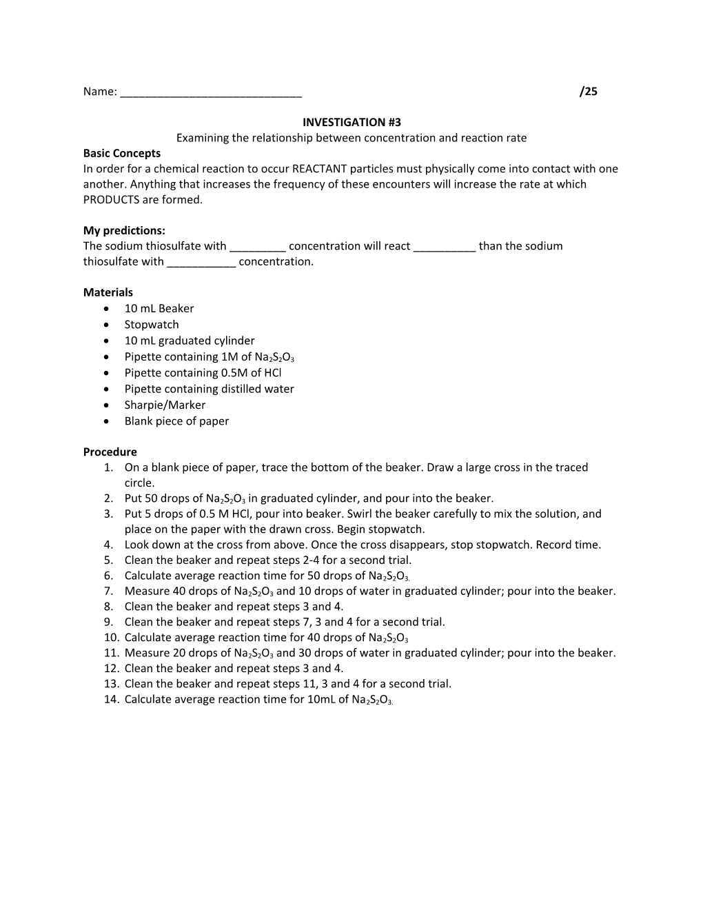 Examining the Relationship Between Concentration and Reaction Rate