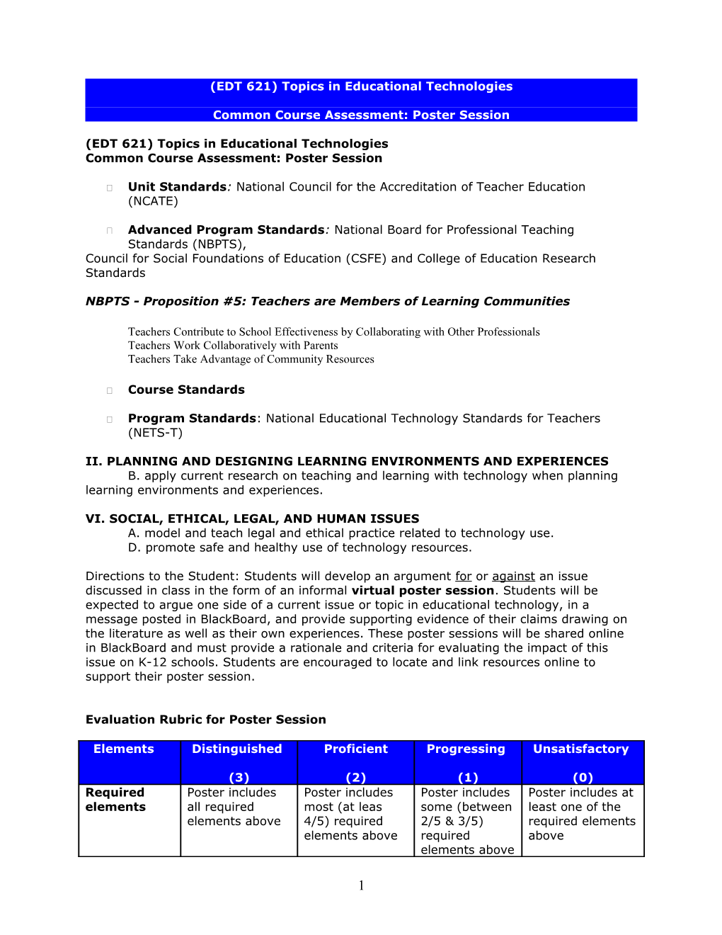 (EDT 621) Topics in Educational Technologies