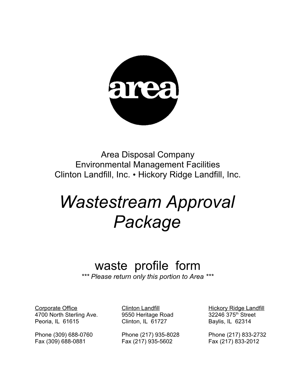 Waste Profile Package