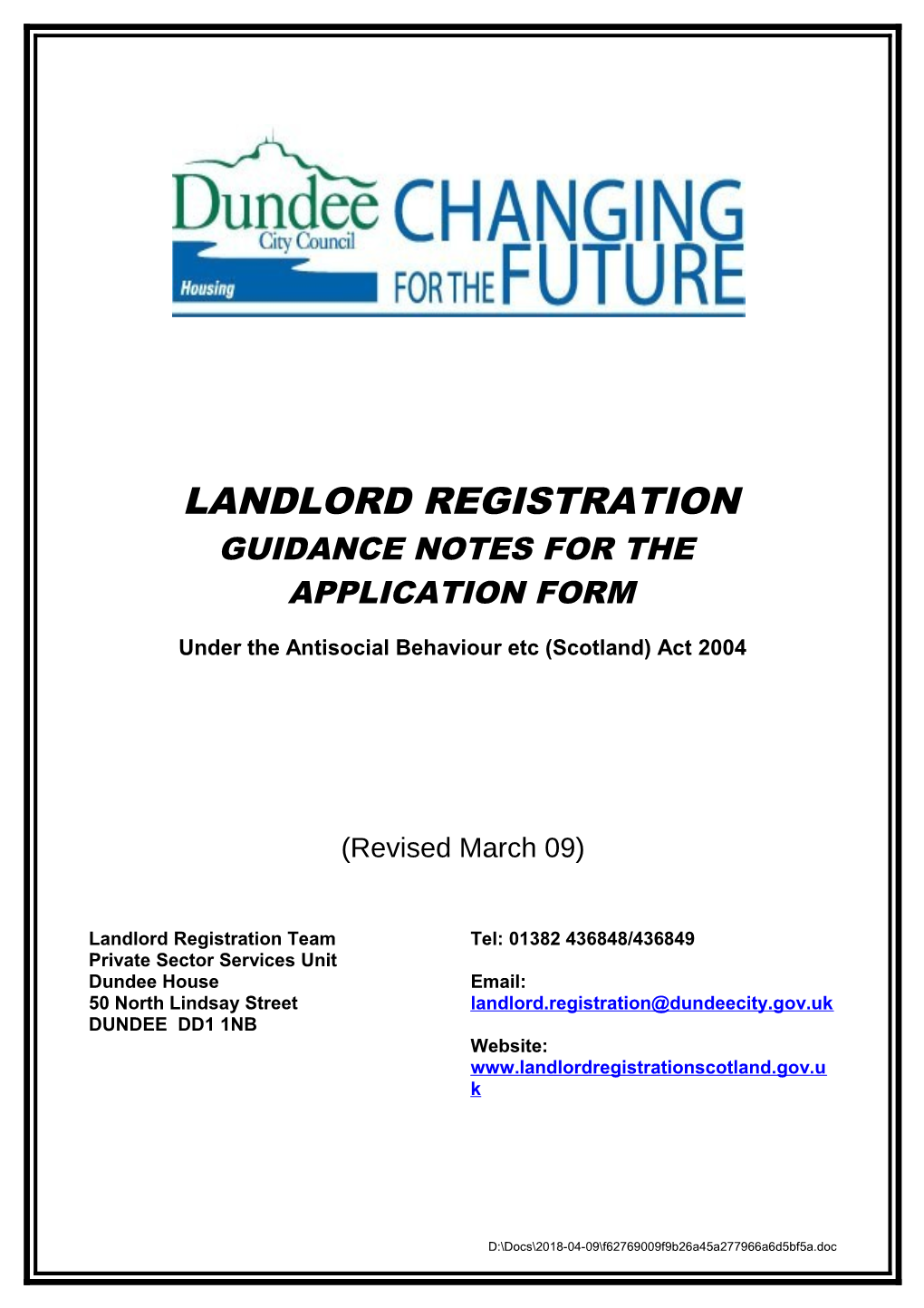 Registration of Private Landlords in Scotland