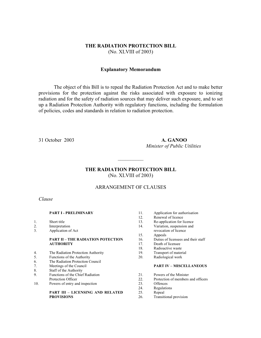 The Radiation Protection Bill
