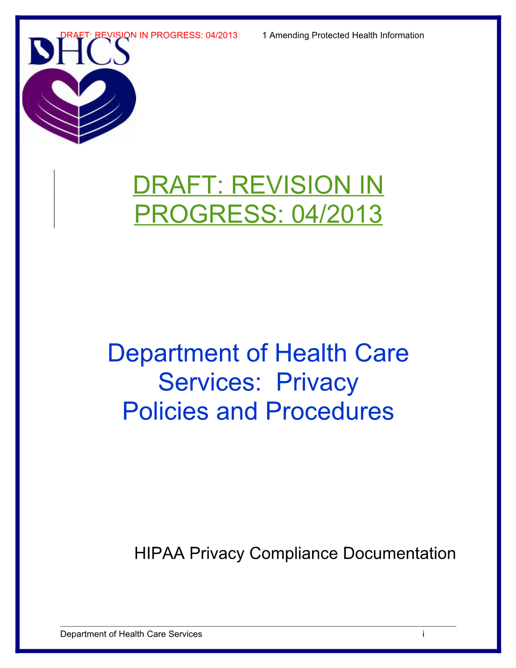 Privacy Policies and Procedures Draft