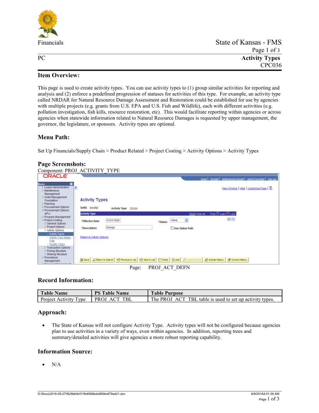 Financials State of Kansas - FMS Page 1 of 3