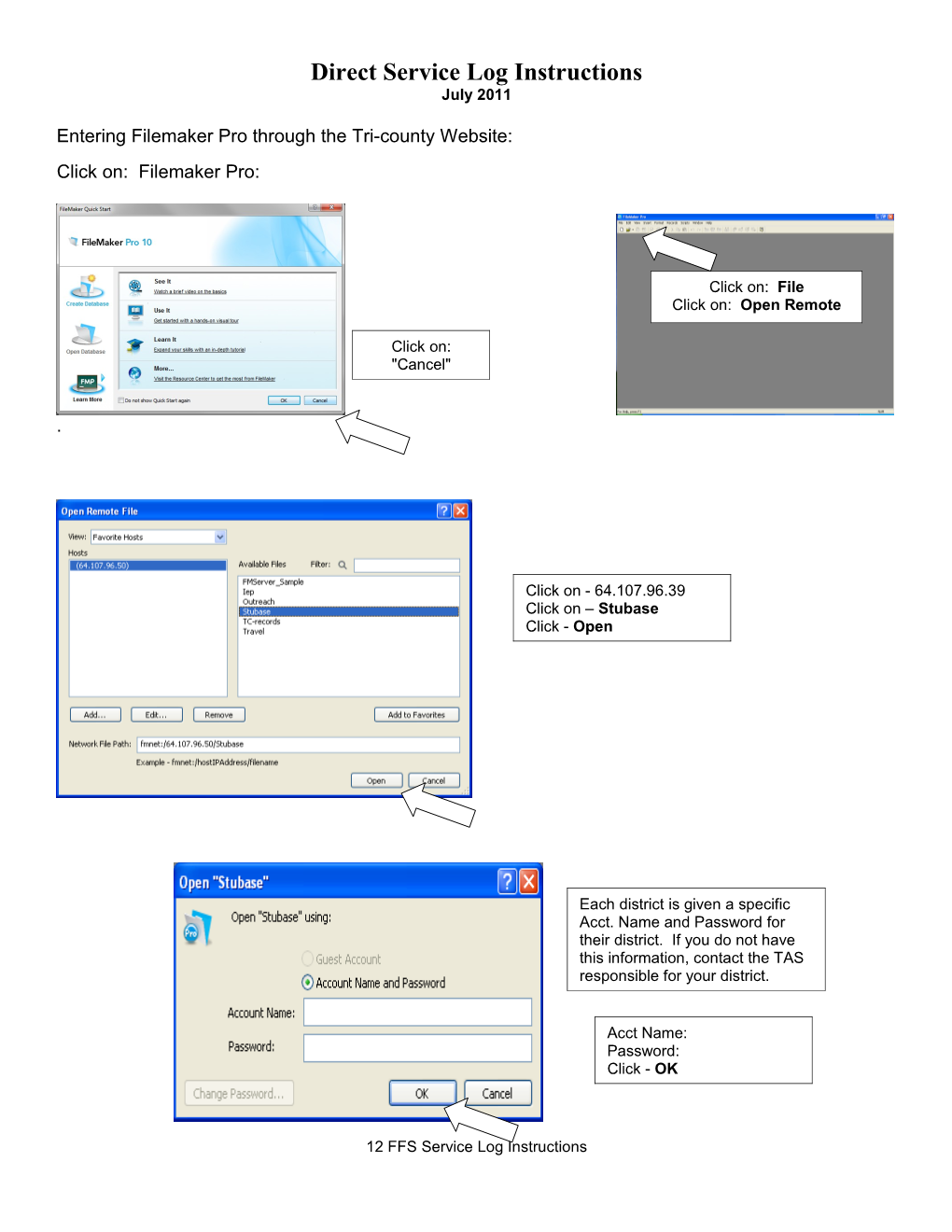 Direct Service Log Instructions