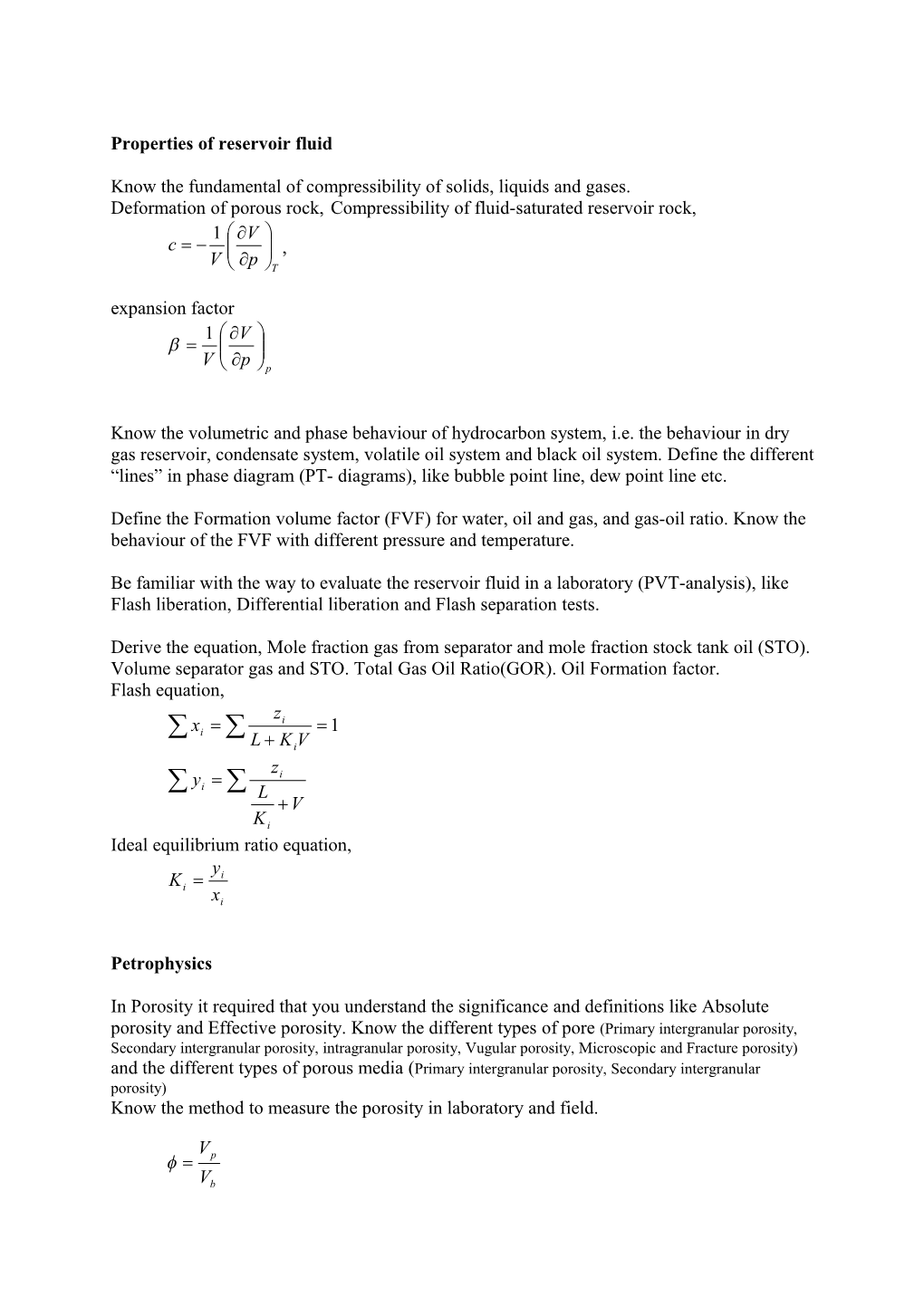 Properties of Reservoir Fluid