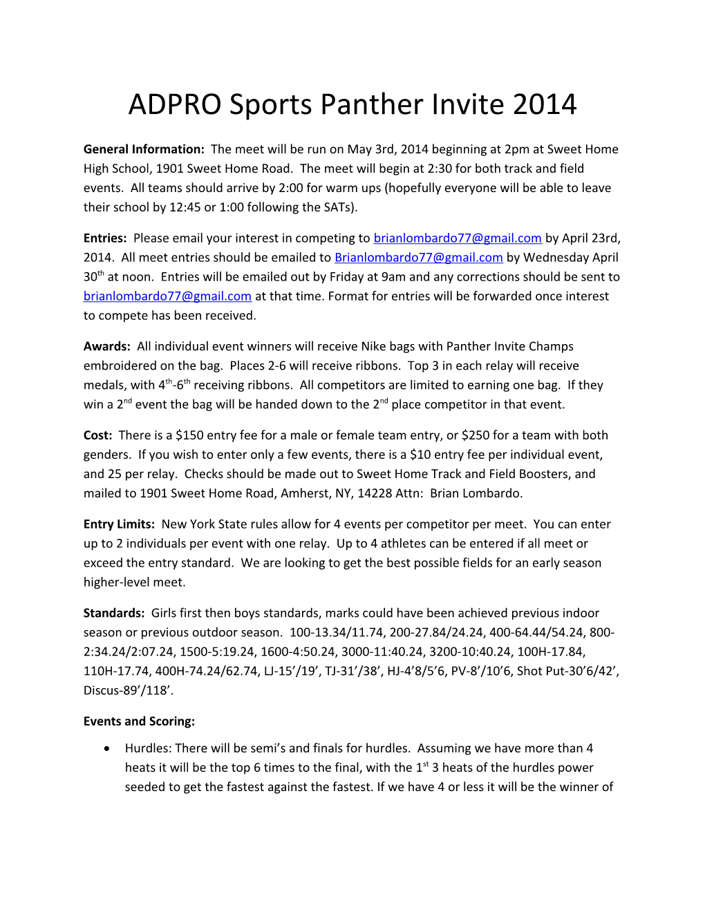 ADPRO Sports Panther Invite 2014
