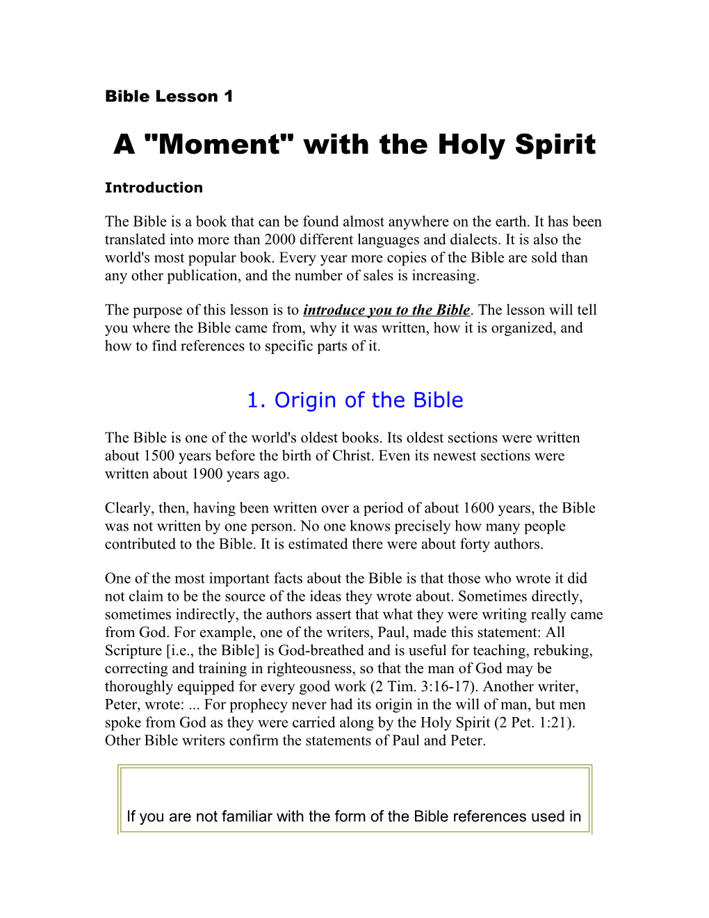 A Moment with the Holy Spirit