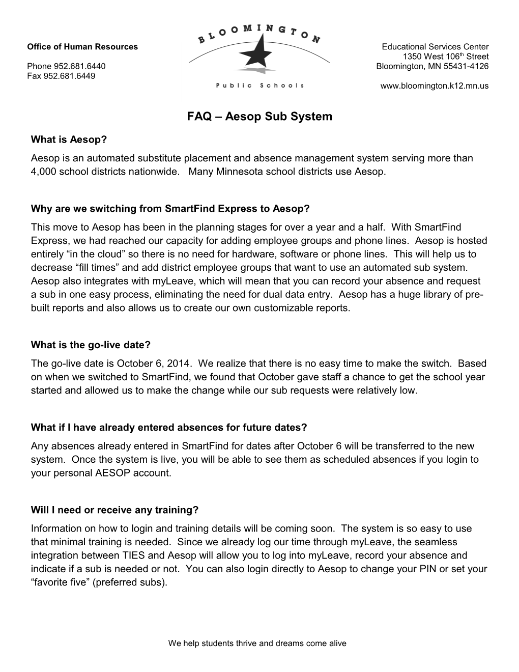 FAQ Aesop Sub System