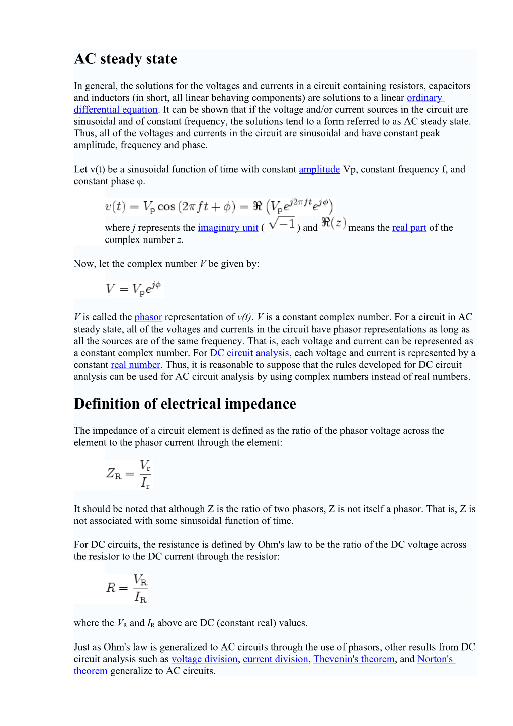 AC Steady State