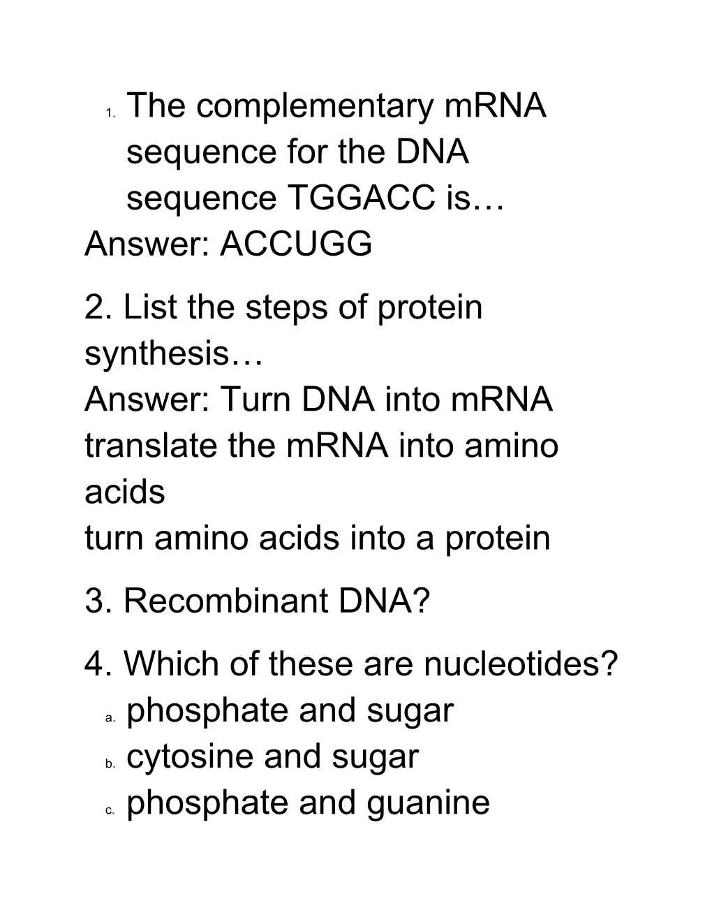 2. List the Steps of Protein Synthesis