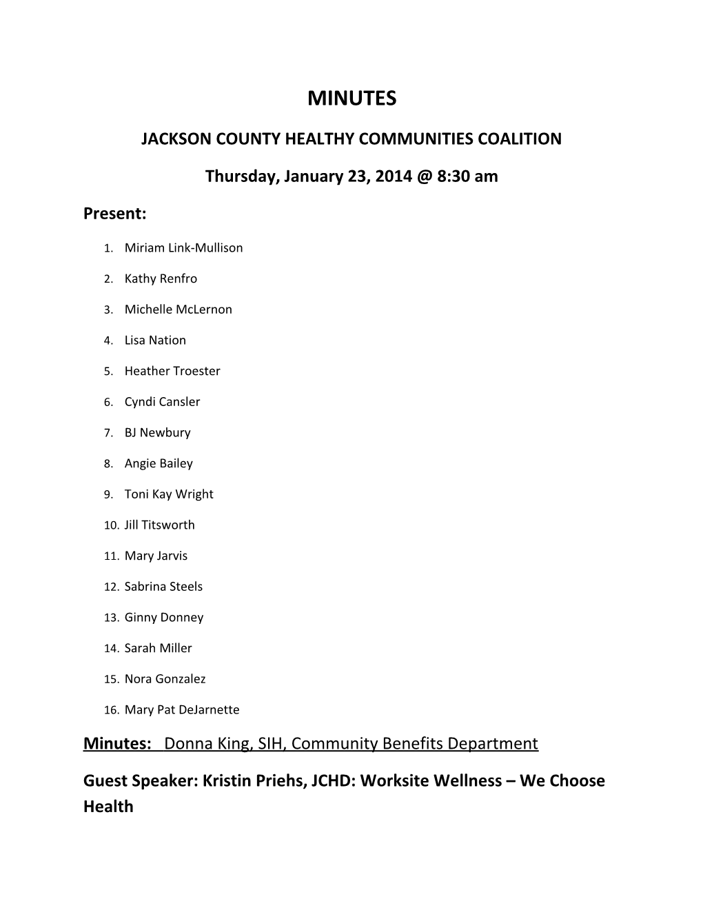 Jackson County Healthy Communities Coalition