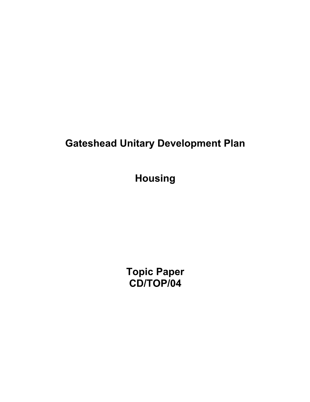 Gateshead Unitary Development Plan