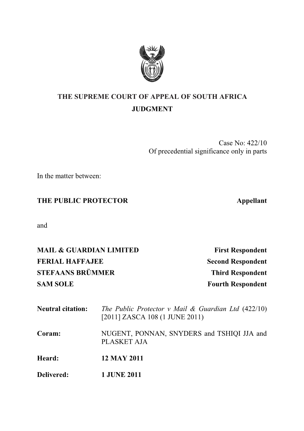 The Supreme Court of Appeal of South Africa s4