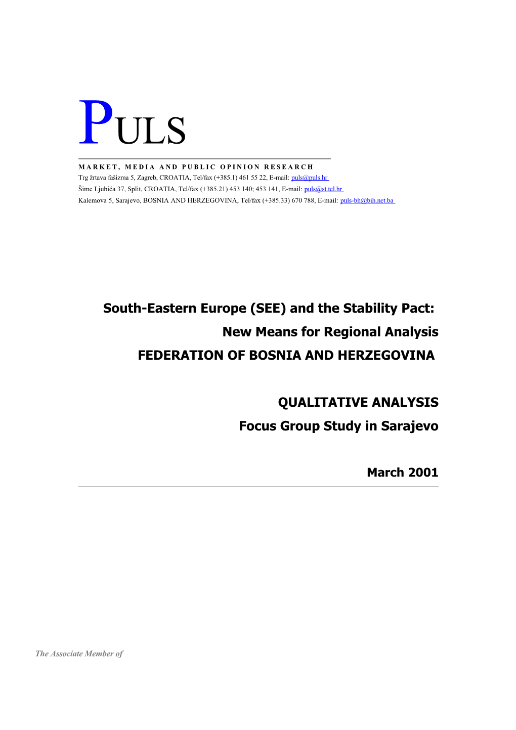 South-Eastern Europe (SEE) and the Stability Pact