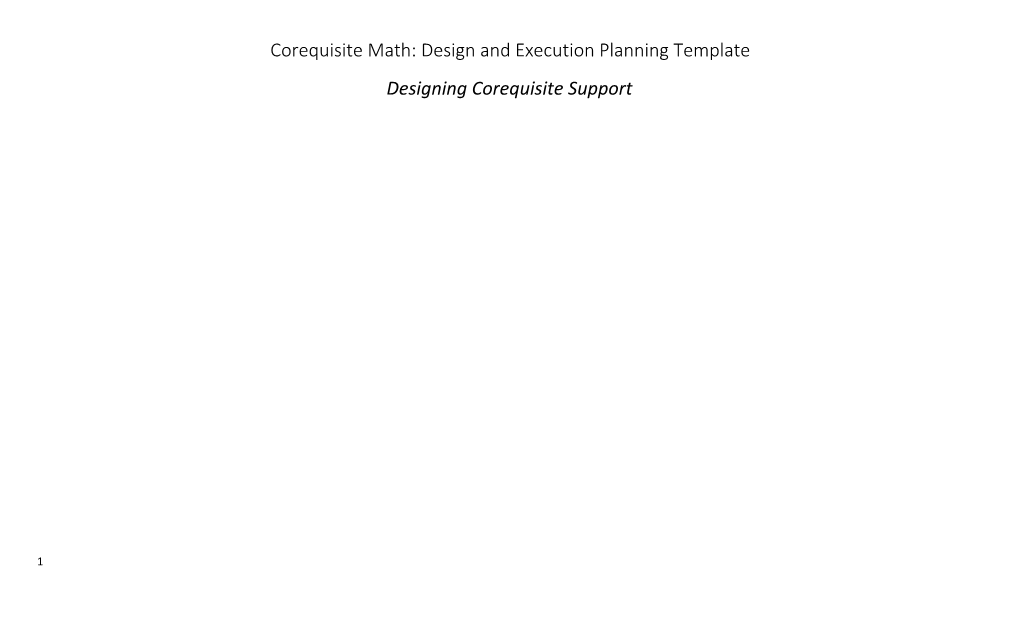 Corequisite Math: Design and Execution Planning Template