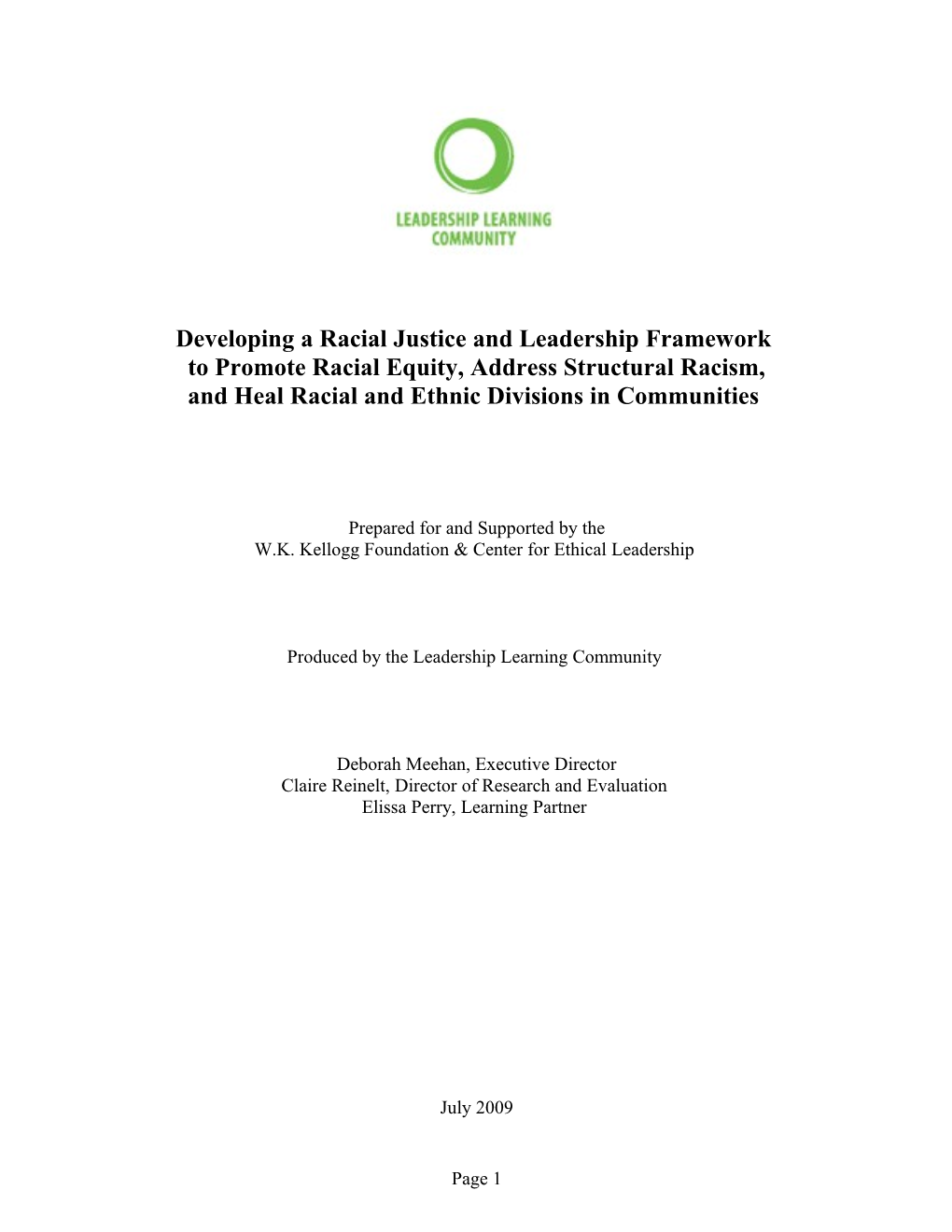 Developing a Racial Justice and Leadership Framework