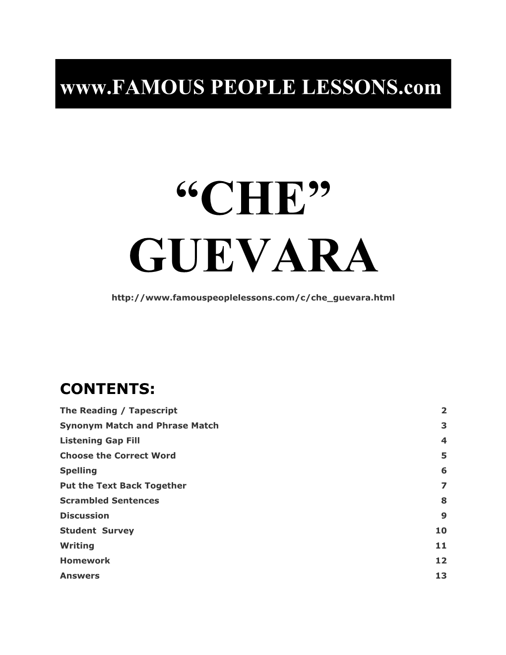 Famous People Lessons - Ernesto Che Guevara