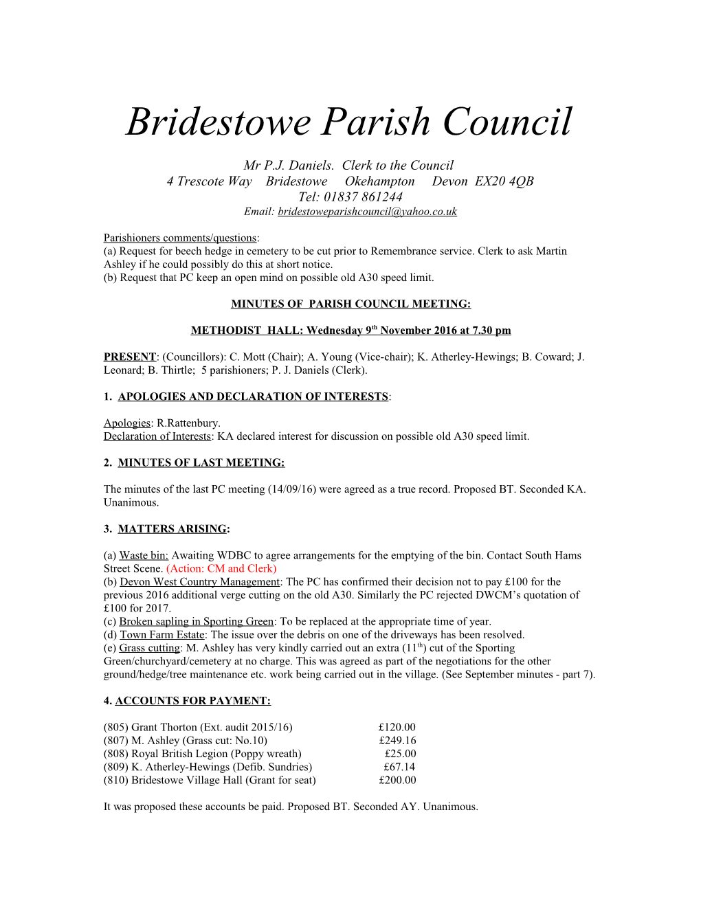 Bridestowe Parish Council s1