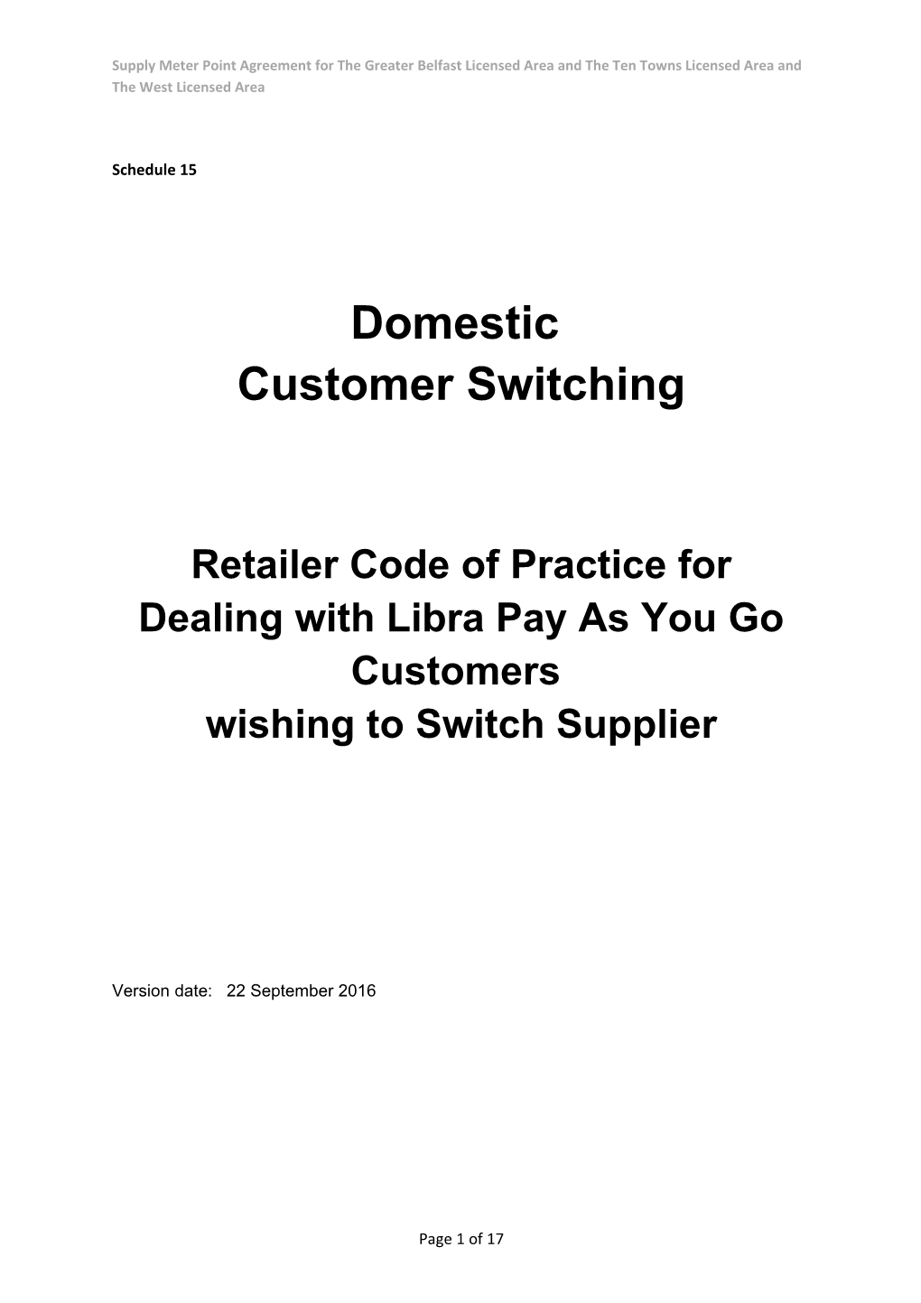 Retailer Code of Practice For