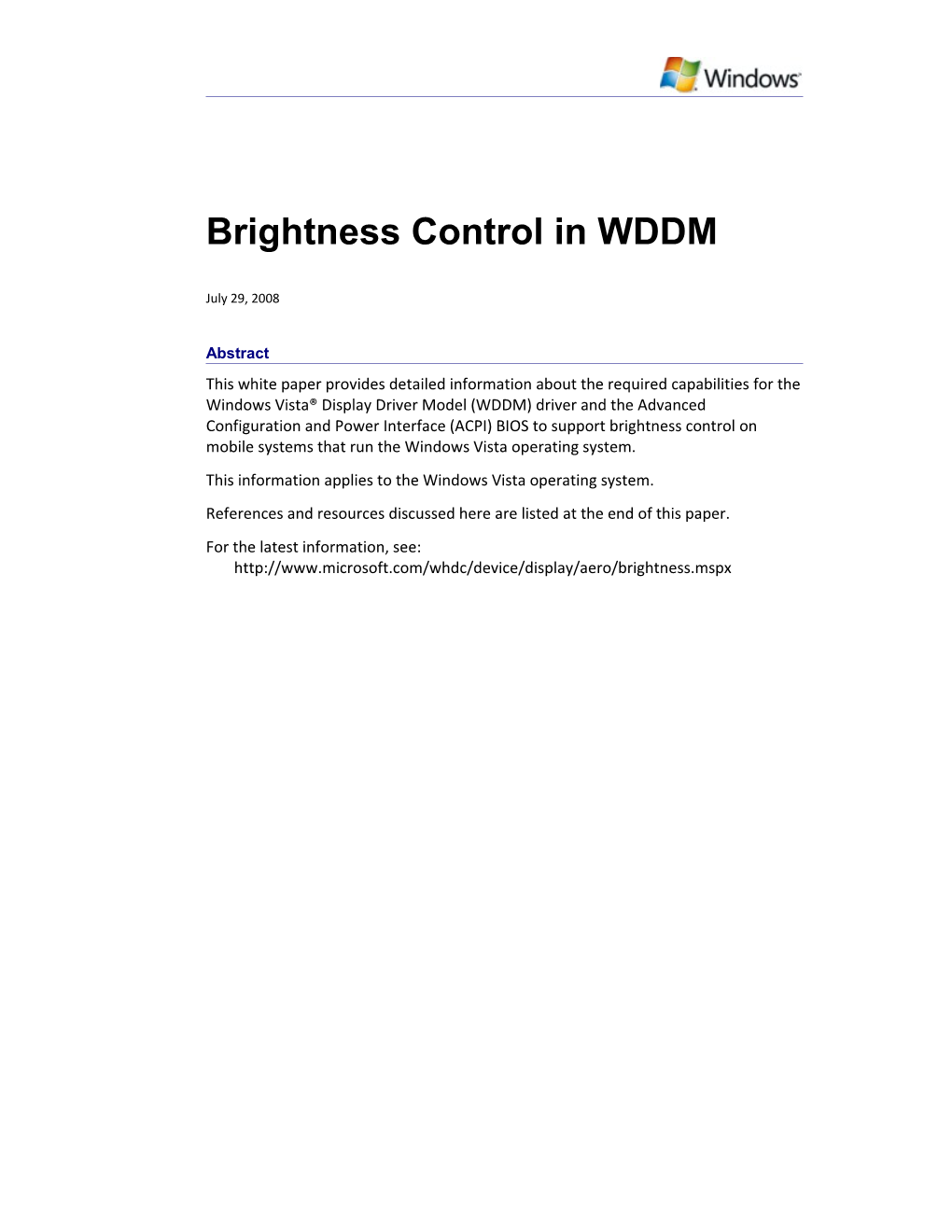 Brightness Control in WDDM