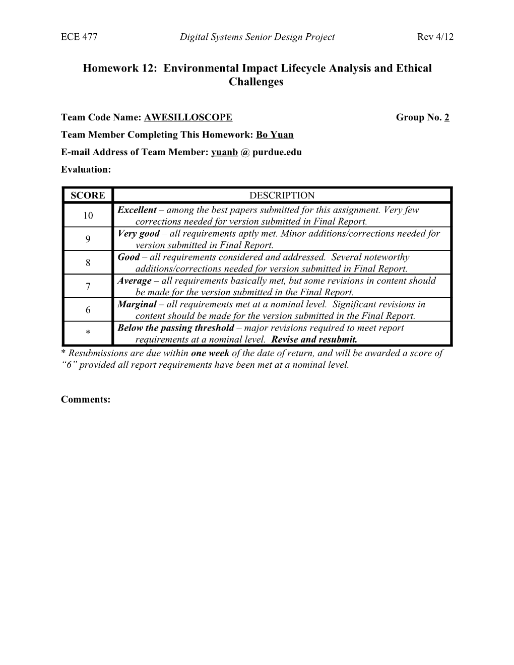 ECE 477 Digital Systems Senior Design Project Rev 4/12