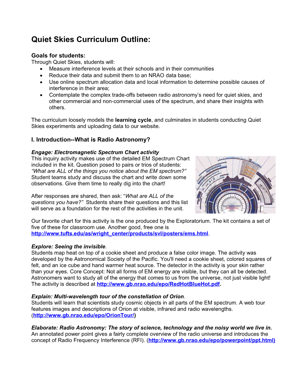 Quiet Skies Curriculum Outline